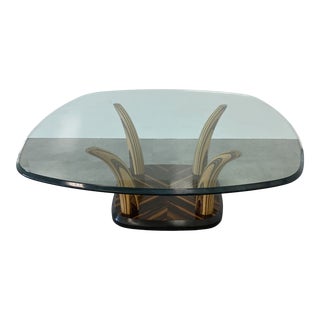 Exotic Zebra Wood Faux Tusk Coffee Table by Henredon For Sale