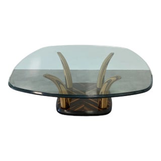 Mix Wood Inlay Designed Faux Tusk Coffee Table by Henredon For Sale