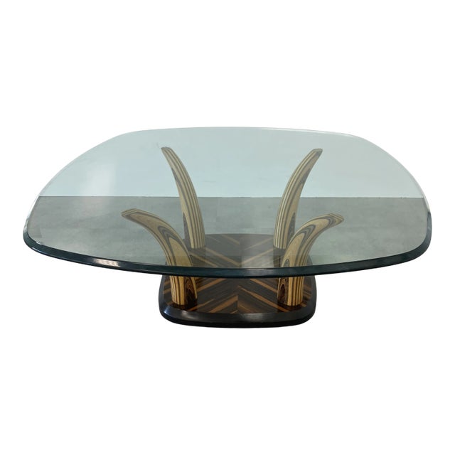 Mix Wood Inlay Designed Faux Tusk Coffee Table by Henredon For Sale
