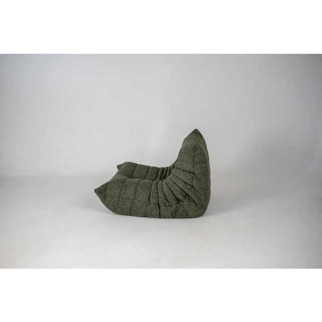 Set of Togo Lounge Chair and Pouf in Grey Tweed Fabric by Michel Ducaroy for Ligne Roset, 1973 For Sale - Image 9 of 18