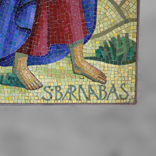 Antique Mosaic Tile Portrait of Saint Barnabus C1930 Measures - 30 3/4"h x 18 1/2"w x 1 1/4"d