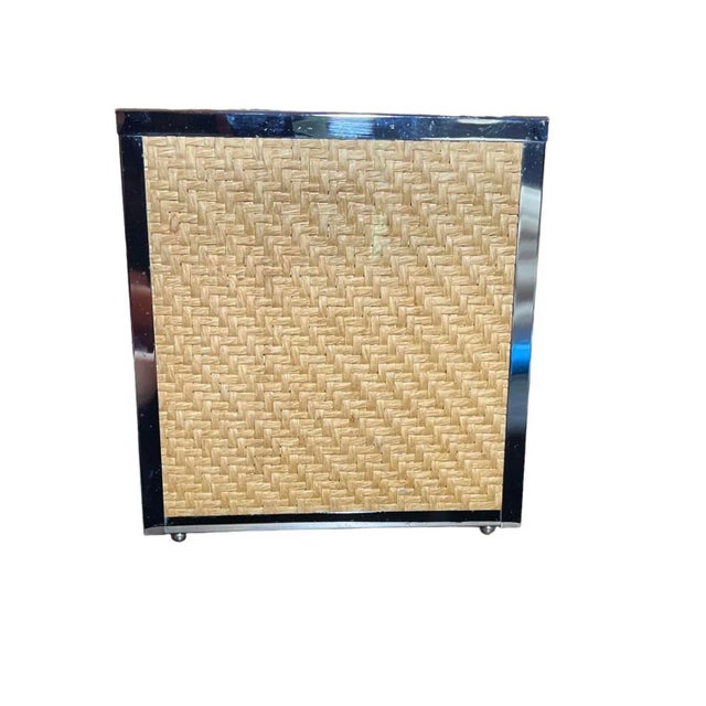 MidCentury Italian Woven Seagrass Chrome Wastebasket Chairish