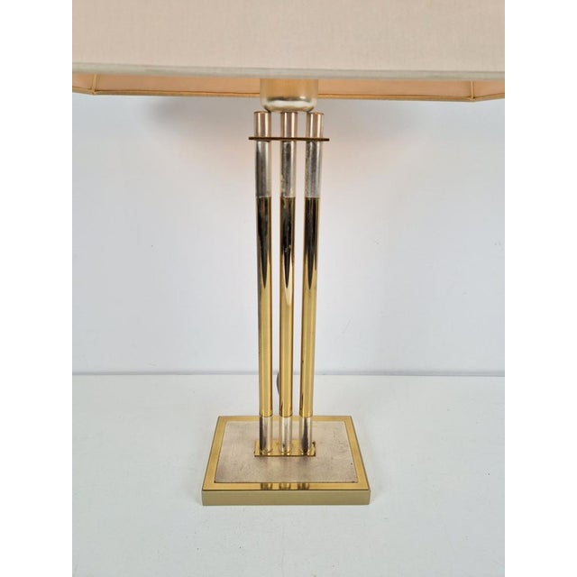 Vintage Deknudt table lamp brass Regency Belgium '70 brass gold colored table lamp, from lighting design company deknudt...