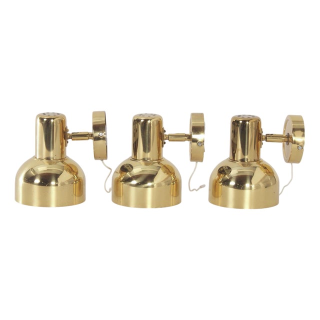 Adjustable Brass Wall Lights, 1970s, Set of 3 For Sale