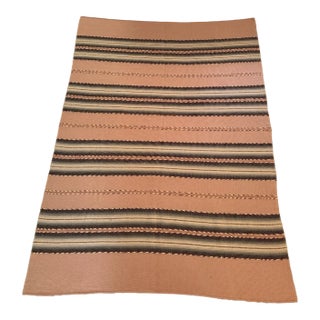 Vintage Mid-Century Earth Tone Striped Woven Throw Blanket For Sale
