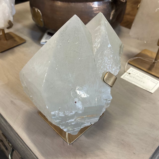 Contemporary A Quartz Crystal on Golden Stand - F For Sale - Image 3 of 12