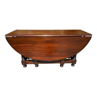 2000's Ralph Lauren Home Rustic English Walnut Gate Leg Drop Leaf Console Table by Henredon For Sale