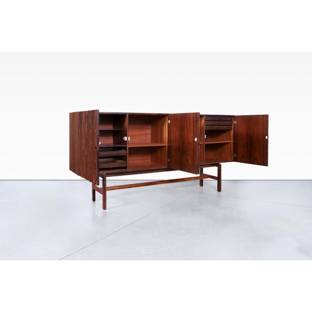Burnt Umber 1970s Danish Modern Rosewood Sideboard Attributed to Ib Kofod Larsen For Sale - Image 8 of 12