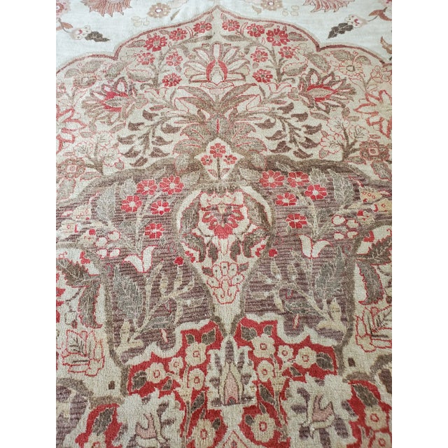 Late 19th Century Late 19th Century Antique Tabriz Carpet, Hadji Jalili Persian Rug, Earth Tones, Light Blue, Coral For Sale - Image 10 of 12