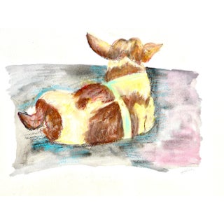 "Jack Russel Terrier" Contemporary Mixed Media Drawing on Paper For Sale