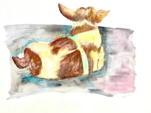 "Jack Russel Terrier" Contemporary Mixed Media Drawing on Paper