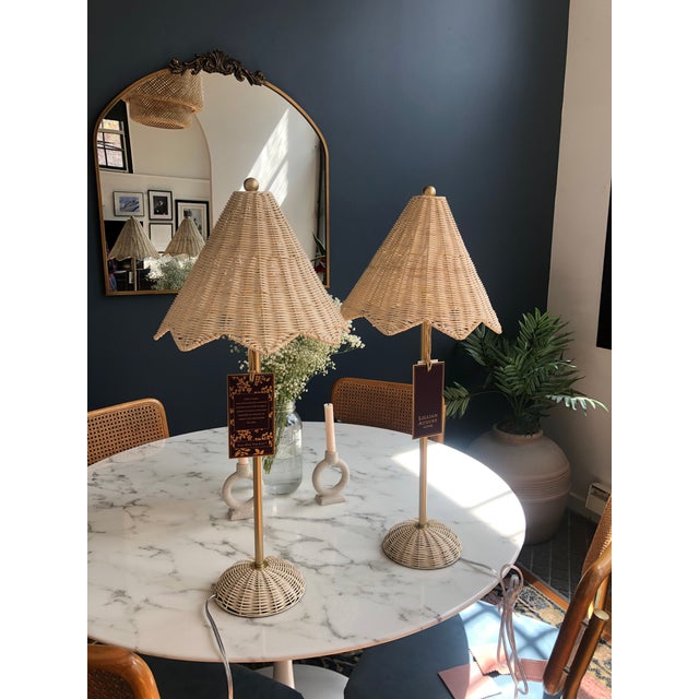 Lillian August Rattan Table Lamps a Pair Chairish