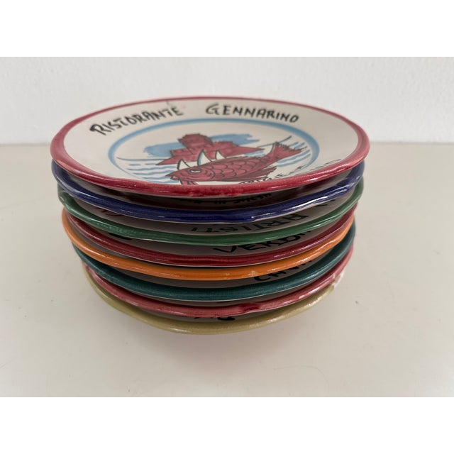 Mid-Century Modern Italian Ceramic Dinner Plates, 1980s, Set of 8 For Sale - Image 12 of 14