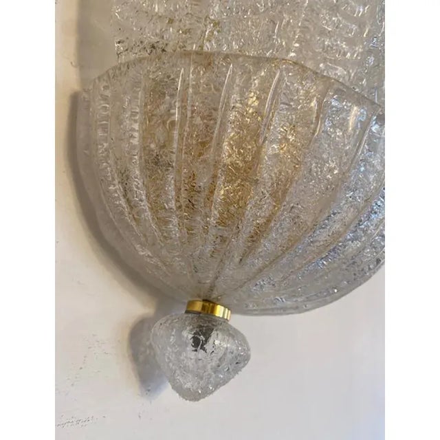 Early 21st Century Transparent Graniglia Leaf Murano Glass Wall Sconces by Simoeng, Set of 2 For Sale - Image 5 of 6