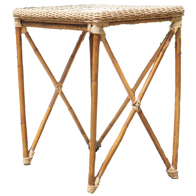 Nautical Bamboo & Rope Nautical / Beach Accent Table For Sale - Image 3 of 10