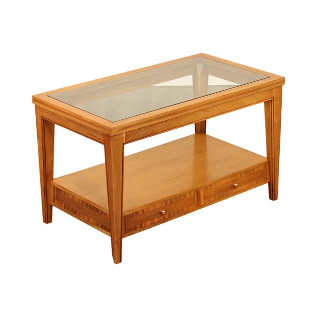 Late 20th Century Transitional Two-Tier Glass Top Tall Coffee Table For Sale - Image 13 of 13