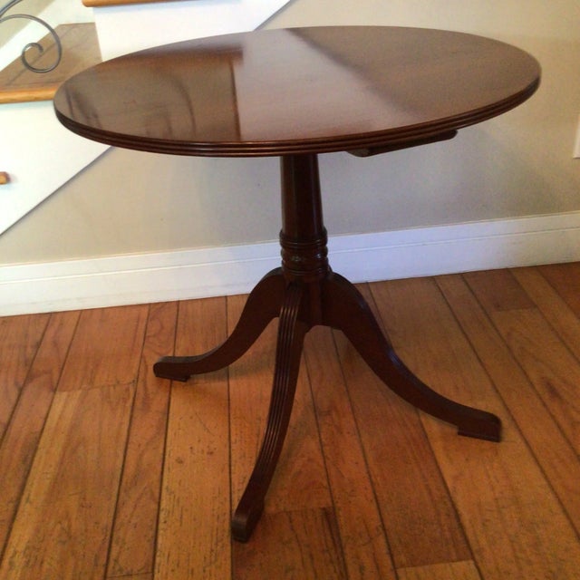 Round Solid Cherrywood Side Table by C. Rickard Regency Style For Sale - Image 12 of 12