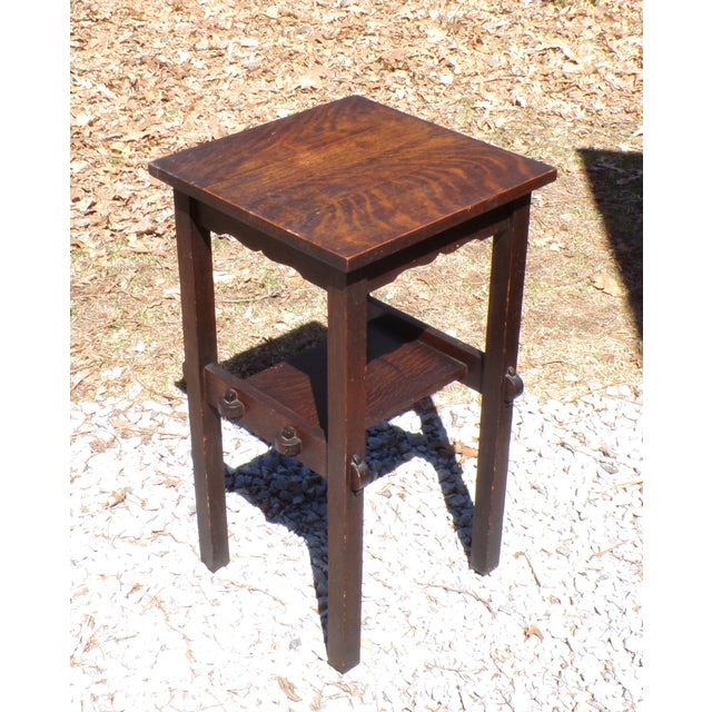 Vintage Mission Oak Arts & Crafts Side Table Plant Stand End Table For Sale - Image 10 of 15