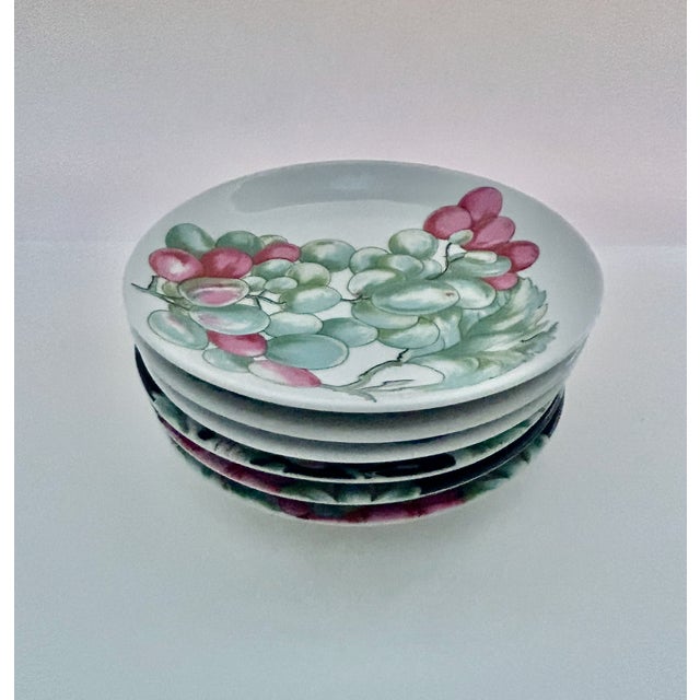 Limoges, France Set of 6 Vendanges Small Porcelain Plates by Philippe Deshoulieres For Sale - Image 4 of 17