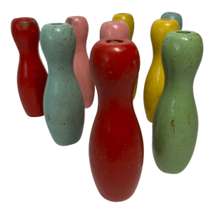 Vintage Tabletop Bowling Pins Set/9