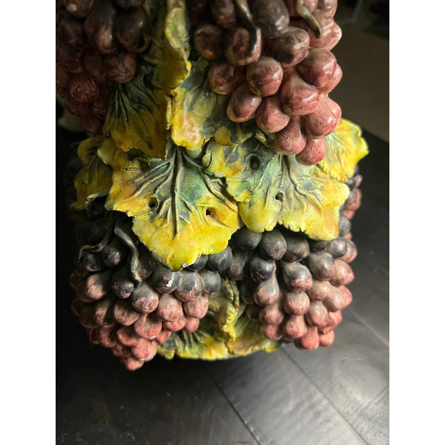 1970s 1970s Handcrafted Italian Capodimonte Style Porcelain Grape Harvest Sculpture For Sale - Image 5 of 7