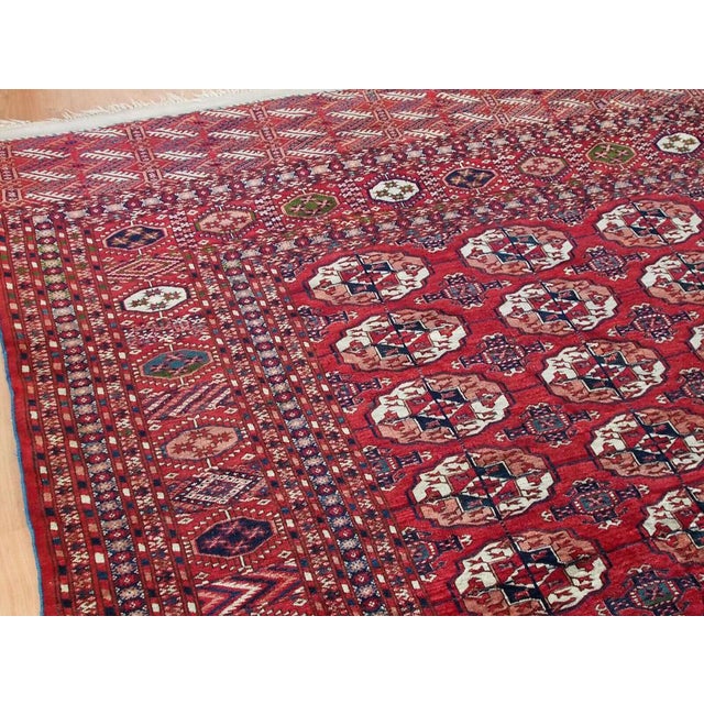 Antique Hand-Knotted Tekke Rug from Turkmenistan, 1890s For Sale - Image 9 of 18