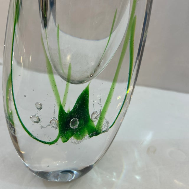 1970s V. Lindstrand for Kosta Boda Tall Blown Glass Vase Signed and Numbered For Sale - Image 5 of 7