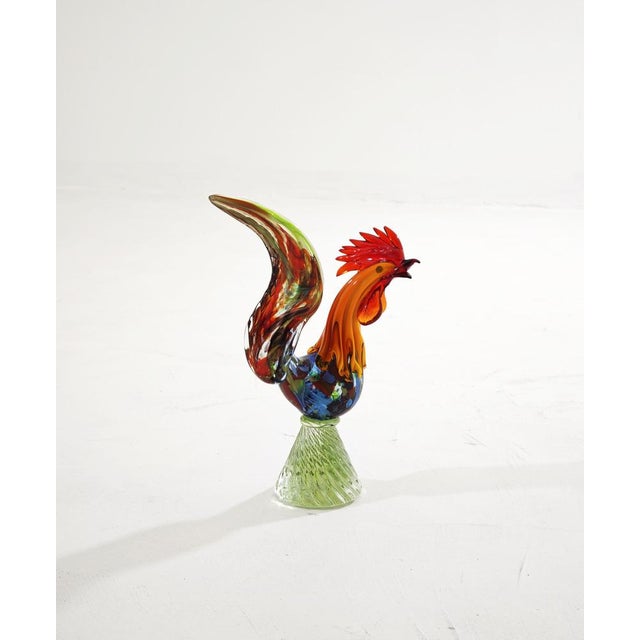 Gorgeous vintage multicolored Murano glass rooster sculpture, dating back to the 1960s. Handcrafted in Murano, with a...