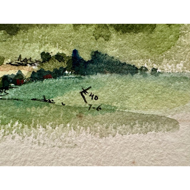 Henry Emil Salloch Original Watercolor on Paper Valley Landscape, 1940. For Sale - Image 4 of 6