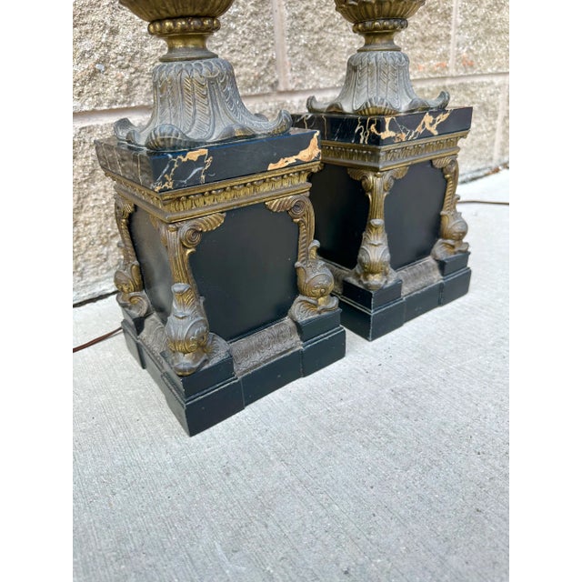 Neoclassical Vintage Neoclassical Dolphin Serpent Table Lamps, Pair For Sale - Image 3 of 3