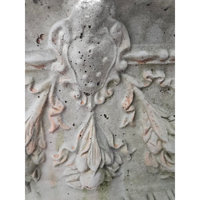 French Neoclassical Style: Pair of Cast Stone Garden Planters For Sale - Image 9 of 13