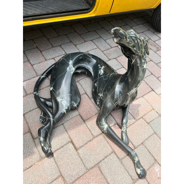 1990s 1990s Postmodern Oversized Faux Marble Fiberglass Sculpture of a Lounging Greyhound For Sale - Image 5 of 5