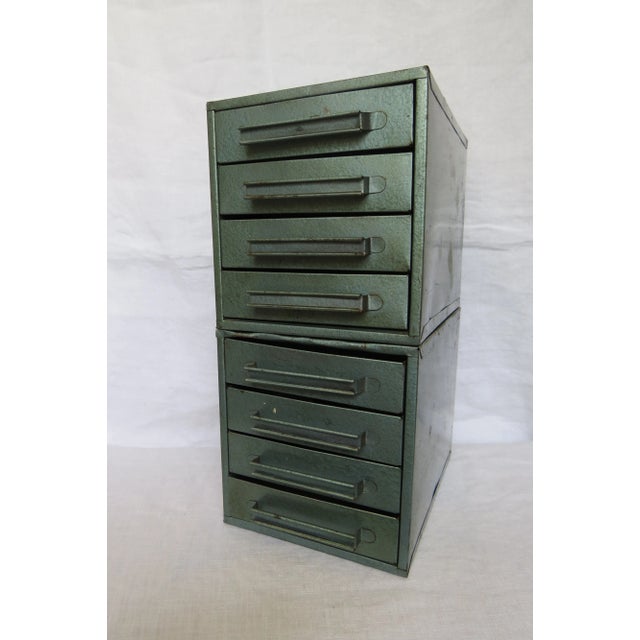 Mid Century Metal Industrial Desktop Drawers Chests Teal Gray Sectioned Storage. These (set of 2) little metal...
