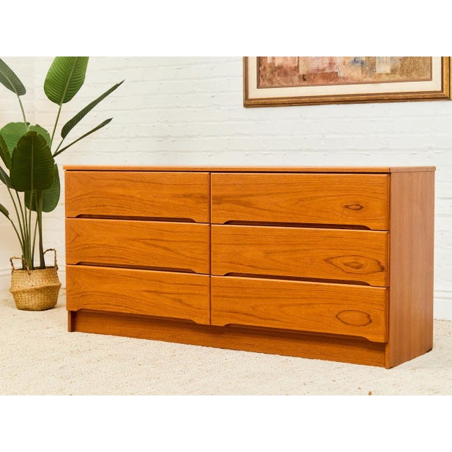 Terra Cotta 1970s Teak Danish Modern Six Drawer Dresser For Sale - Image 8 of 10
