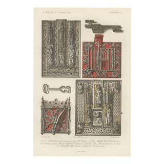 Ferdinand Séré, Pierced Iron Locks and a Master Key, 1851, Chromolithograph For Sale