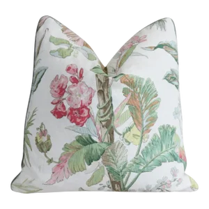 Schumacher Tropique Tropical Floral Botanical Leaves & Blooms Feather/Down Pillow