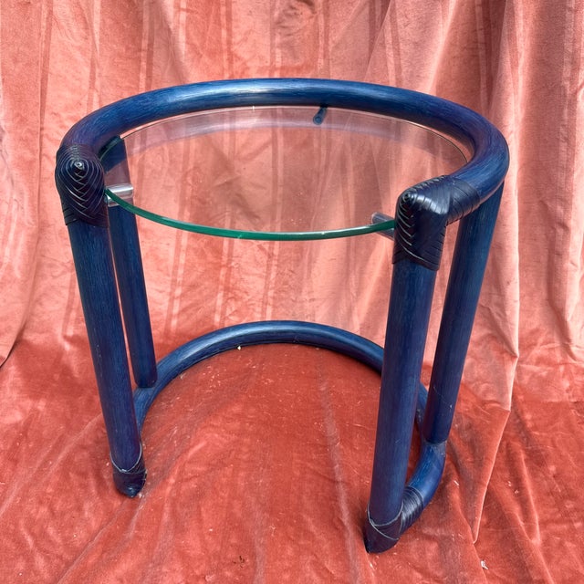 Mid-Century Modern Round Glass and Wooden Side Table, 1970s For Sale - Image 9 of 16