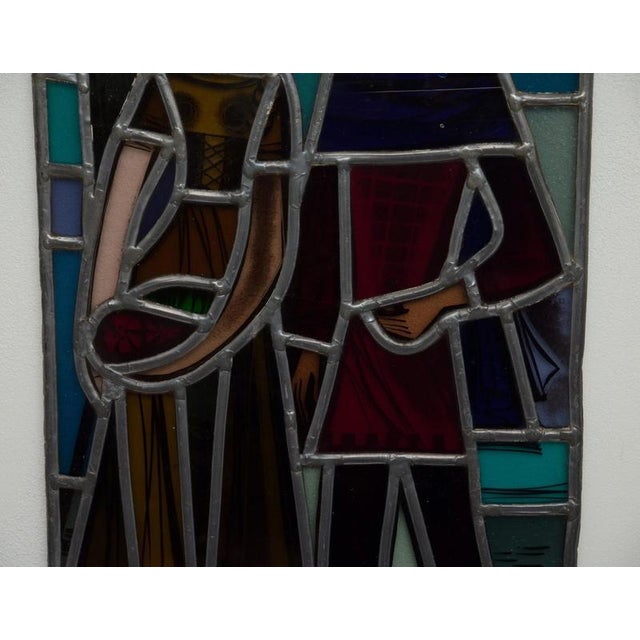 Lead Stained Glass Window Young Couple in Love For Sale - Image 3 of 6