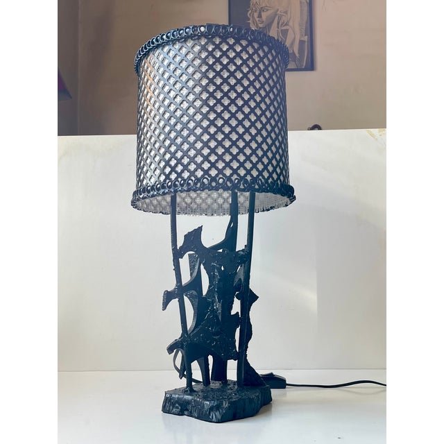 Sculptural Brutalist Steel Table Lamp in the style of Harry Balmer, 1970s For Sale - Image 13 of 15