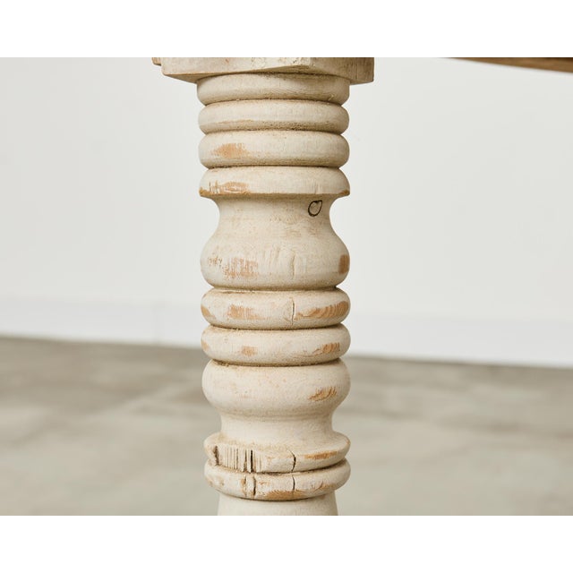 Pair of Swedish Gustavian Style Painted Pine Demilune Consoles For Sale - Image 15 of 18