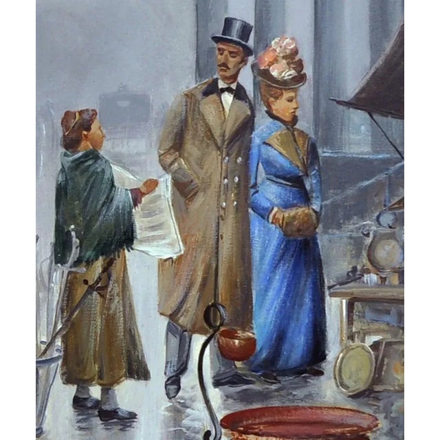 Contemporary Elio Ferrara, Marché Aux Puces, 1980s, Oil on Canvas, Framed For Sale - Image 3 of 5