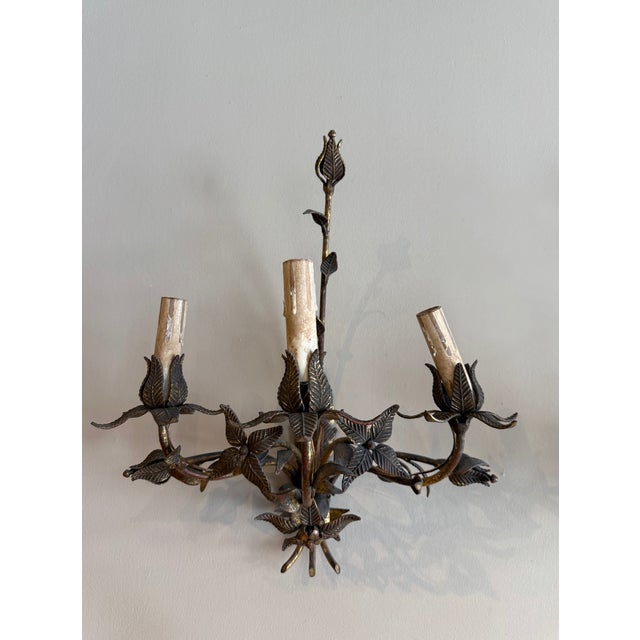 1900s Antique Iron Floral Sconces - Set of 4 For Sale - Image 4 of 7