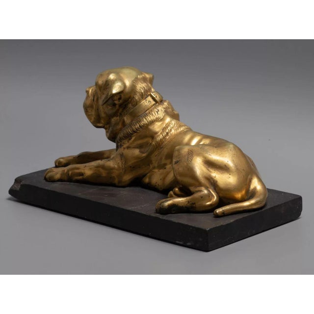 19th Century English Bronze Mastiff Dog Figure on a Stone Stand For Sale - Image 3 of 10