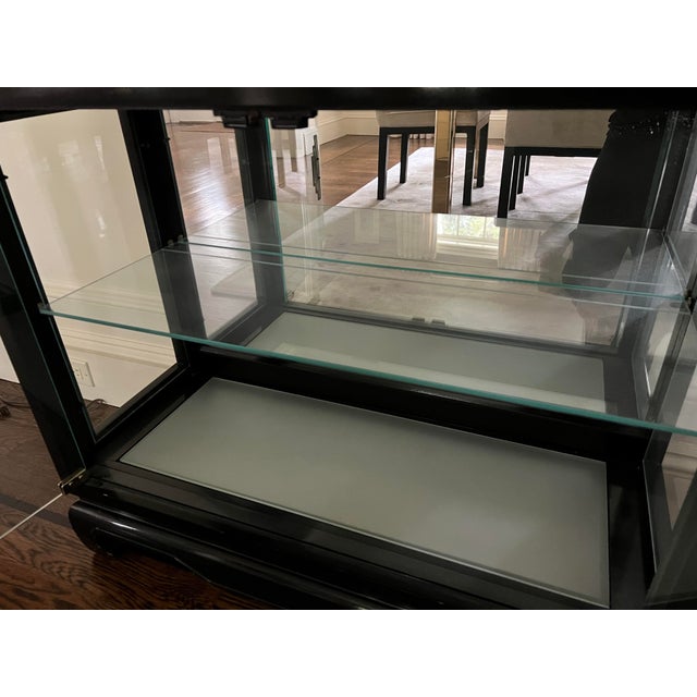 Vintage Chinoiserie Glass and Wood Cabinet For Sale - Image 11 of 12