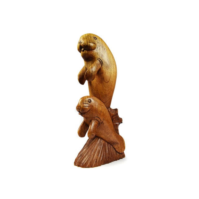 Wood Hand Carved Wooden Sealion Seal Sea Animal Figurine For Sale - Image 7 of 7