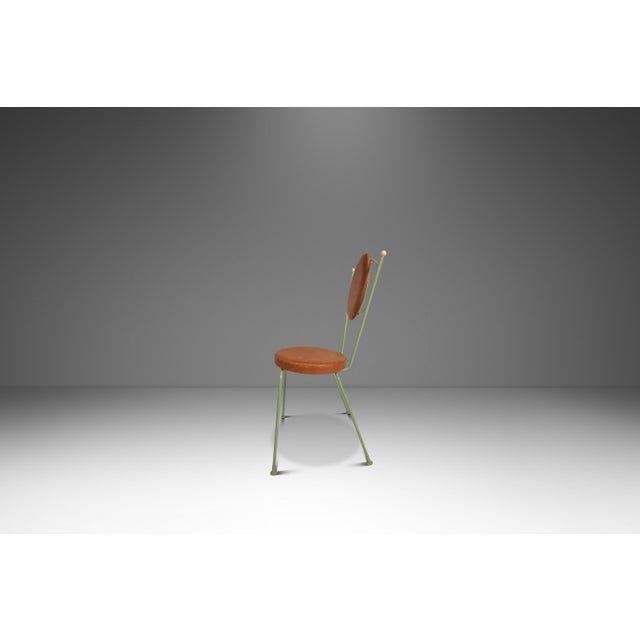 Set of Two (2) Mid-Century Modern Italian Outdoor Patio / Bistro Chairs in Wrought Iron & Vinyl, Usa, C. 1960s For Sale - Image 4 of 18
