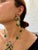 Metal 176ct Large Bead Emerald & 27 Ct Diamond Necklace & Earring Bridal Suite 18 Kt For Sale - Image 7 of 8