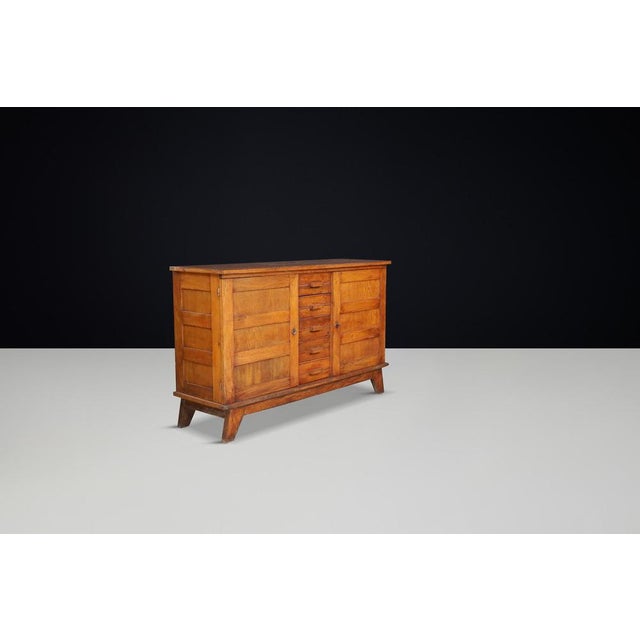 Brown Oak Sideboard by René Gabriel, France, 1940s For Sale - Image 8 of 11