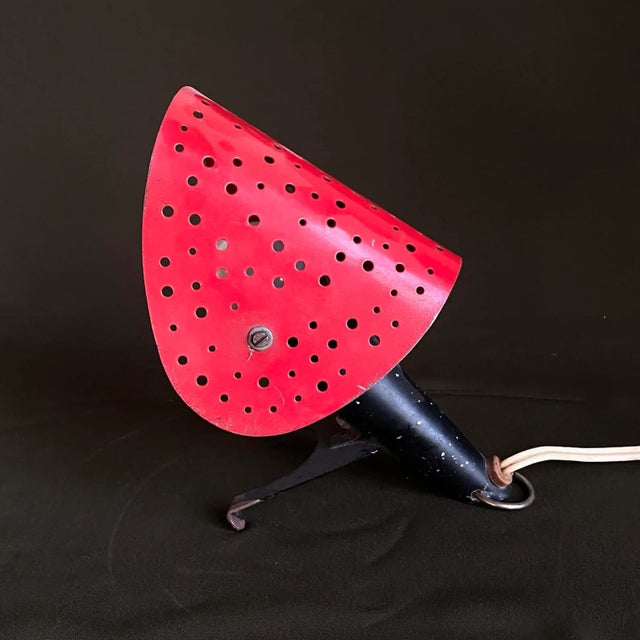 Vintage Red Perforated Shade Table Lamp by Ernest Igl, 1950s For Sale - Image 11 of 18