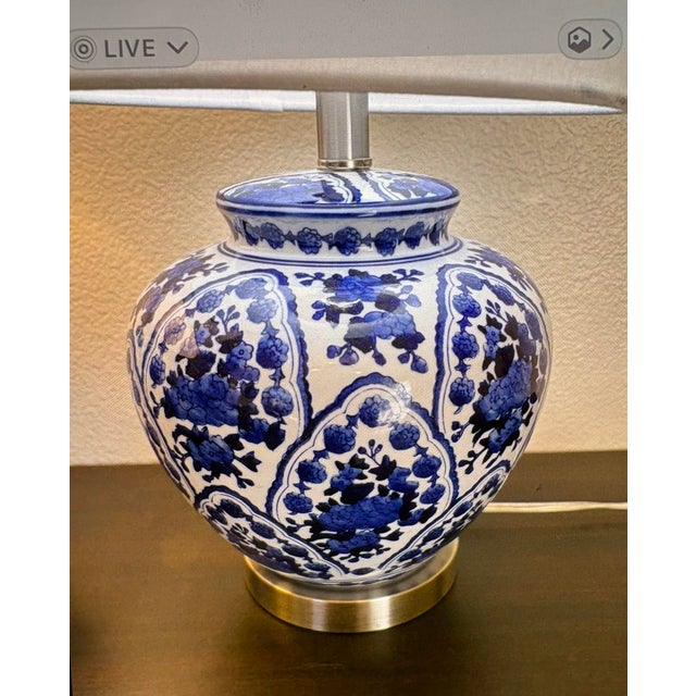 Vintage Chinoiserie Style Blue and White Ginger Jar 3-Way, Table Lamps - a Pair For Sale In Boise - Image 6 of 9